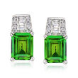Simulated Emerald and .40 ct. t.w. CZ Earrings in Sterling Silver