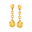 Italian Andiamo 14kt Yellow Gold Over Resin Bead Drop Earrings