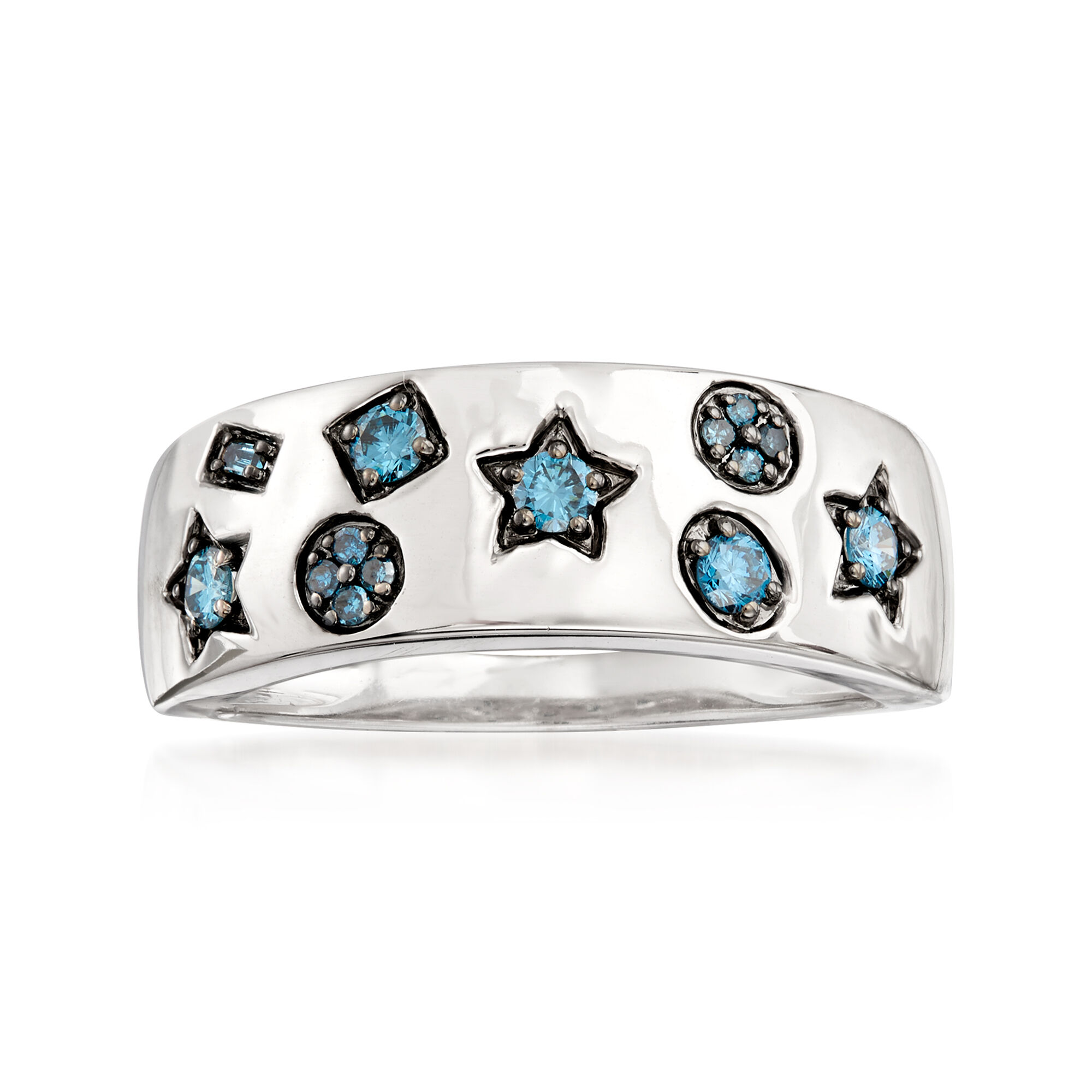 Double Butterfly Ring in 2.00 Ct Yellow /& Blue Diamond w// 14k White Gold Over