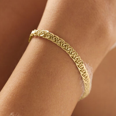 10kt Yellow Gold Flat Wheat-Chain Bracelet