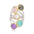 Multi-Stone Cabochon Ring in Two-Tone Sterling Silver
