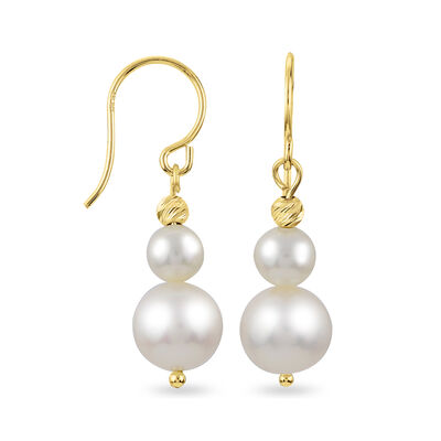 5.5-8.5mm Cultured Pearl Drop Earrings in 14kt Yellow Gold