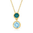 3.20 ct. t.w. London and Sky Blue Topaz Pendant Necklace in 18kt Gold Over Sterling