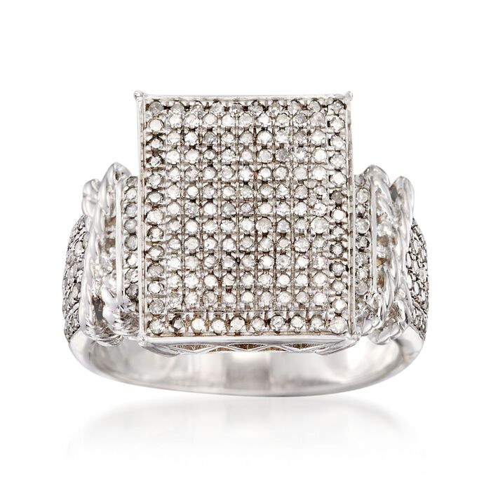 .75 ct. t.w. Pave Diamond Rectangle Ring in Sterling Silver