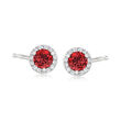 Gabriel Designs .66 ct. t.w. Garnet Halo Earrings with Diamond Accents in 14kt White Gold