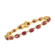 19.00 ct. t.w. Ruby Bracelet with .14 ct. t.w. Diamonds in 18kt Gold Over Sterling