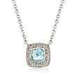 Andrea Candela &quot;Lazo De Colores&quot; 2.80 Carat Sky Blue Topaz Necklace with Diamond Accents in Sterling Silver