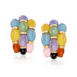 Multicolored Jade Earrings in 14kt Gold Over Sterling