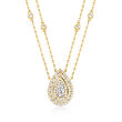 .90 ct. t.w. CZ Two-Strand Drop Necklace in 18kt Gold Over Sterling