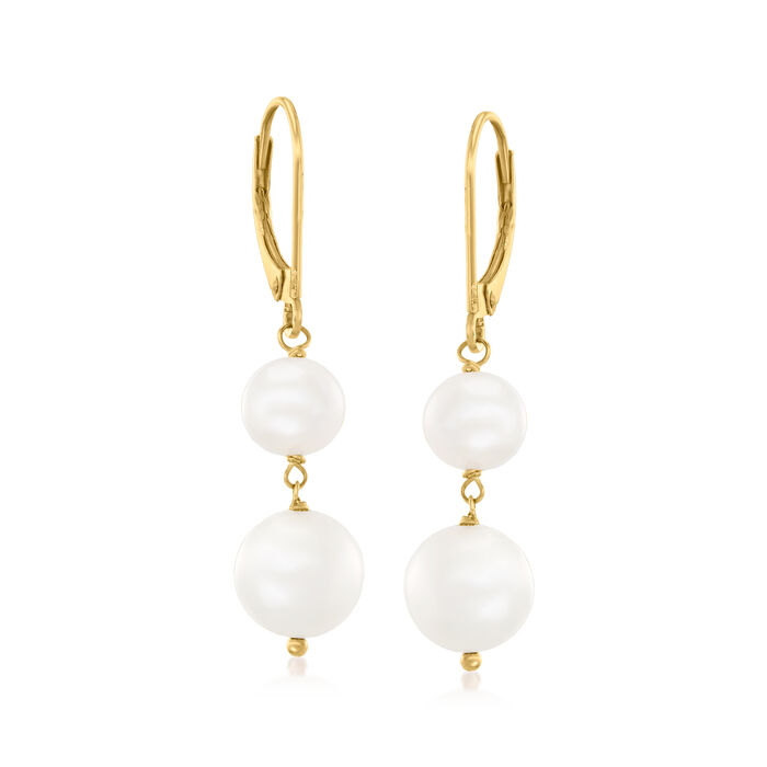 6-8.5mm Cultured Pearl Double-Drop Earrings in 14kt Yellow Gold