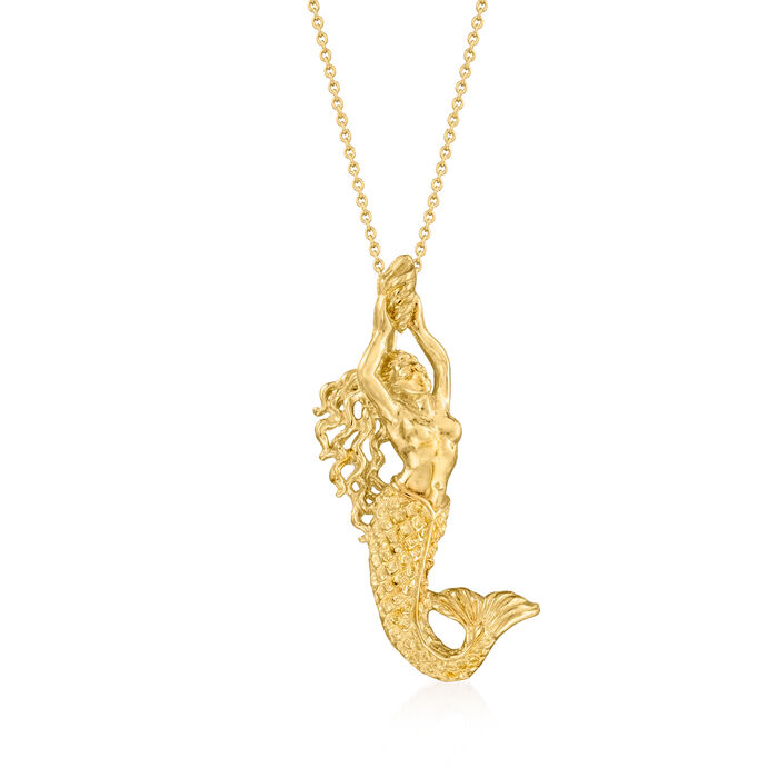 14kt Yellow Gold Mermaid Pendant Necklace. 18" | Ross-Simons