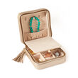 Wolf Designs &quot;Caroline&quot; Champagne Zippered Travel Jewelry Case