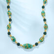 Italian Multicolored Murano Glass Bead Necklace in 18kt Gold Over Sterling
