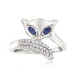 .20 ct. t.w. Sapphire and .20 ct. t.w. White Zircon Fox Ring in Sterling Silver