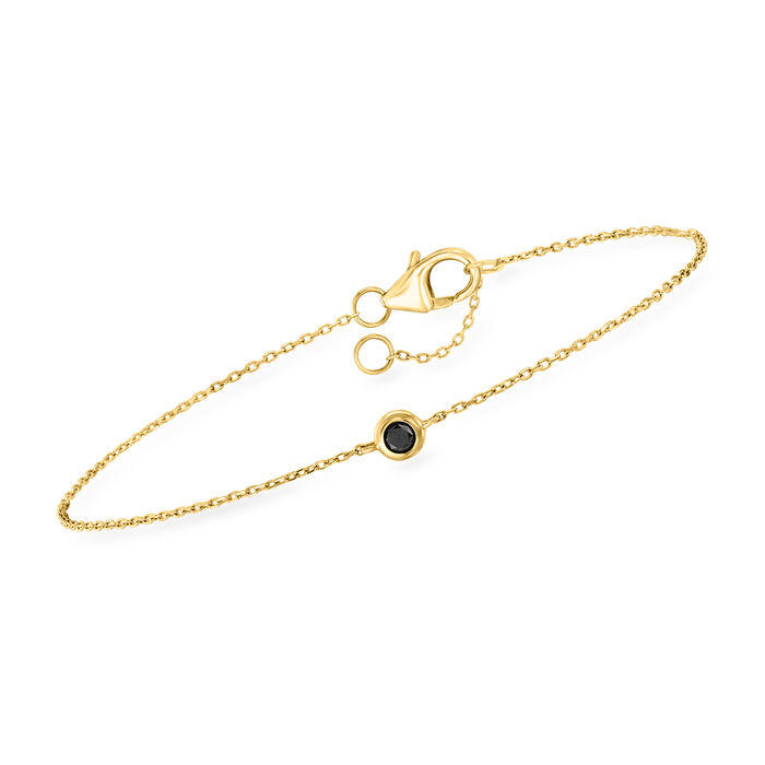 Bezel-Set Black Diamond-Accented Bracelet in 14kt Yellow Gold