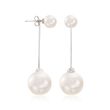 8-16mm Shell Pearl Jewelry Set: Earrings and Front-Back Jackets in Sterling Silver