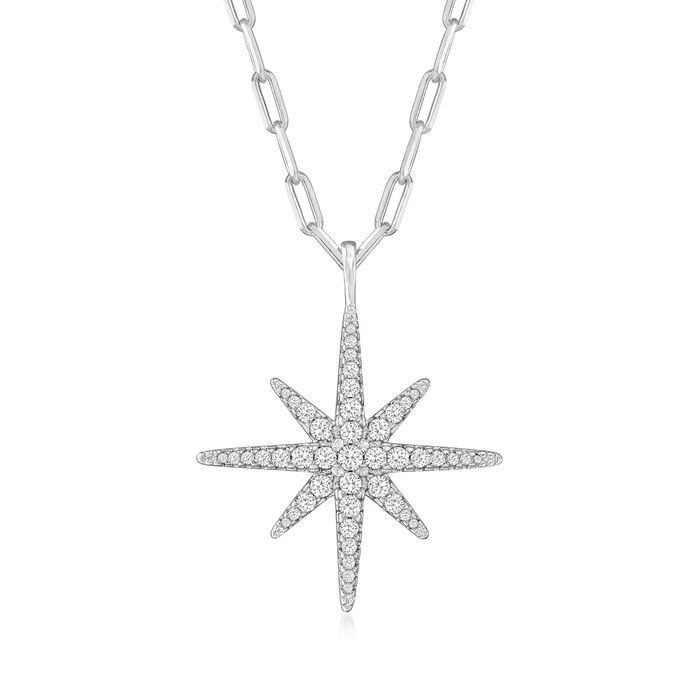 Charles Garnier &quot;Starburst&quot; .54 ct. t.w. CZ Pendant Necklace in Sterling Silver