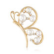 Cultured Pearl and .11 ct. t.w. Diamond Butterfly Pin