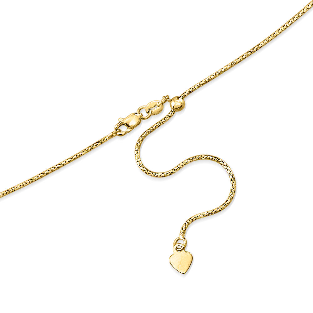 1.2mm 14kt Yellow Gold Adjustable Popcorn Chain Necklace | Ross-Simons