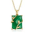 Green Chalcedony Vine Pendant Necklace in 18kt Gold Over Sterling