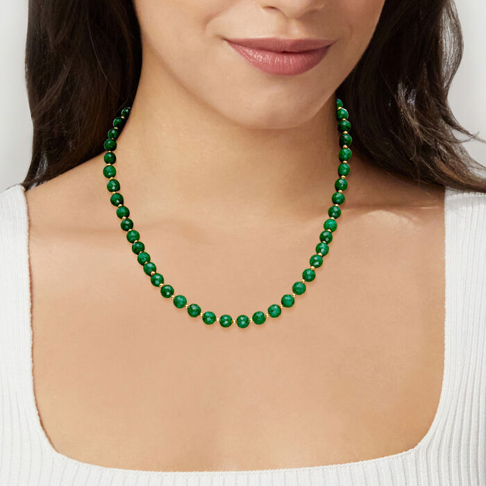 115.00 ct. t.w. Emerald Bead Necklace in 10kt Yellow Gold 18-inch