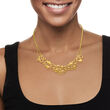 Italian 14kt Yellow Gold Two-Strand Circle-Pattern Necklace 17-inch