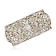 C. 1940 Vintage .85 ct. t.w. Diamond Filigree Pin in Platinum with 10kt White Gold