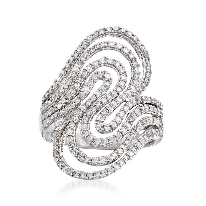 1.00 ct. t.w. Diamond Swirl Ring in 14kt White Gold