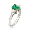 C. 2000 Vintage .85 Carat Emerald and .50 ct. t.w. Diamond Ring with 18kt Gold in Platinum