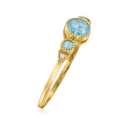 .60 ct. t.w. Swiss Blue Topaz and Diamond-Accented Ring in 14kt Yellow Gold