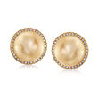 12mm Golden Cultured South Sea Pearl Earrings in 18kt Yellow Gold 