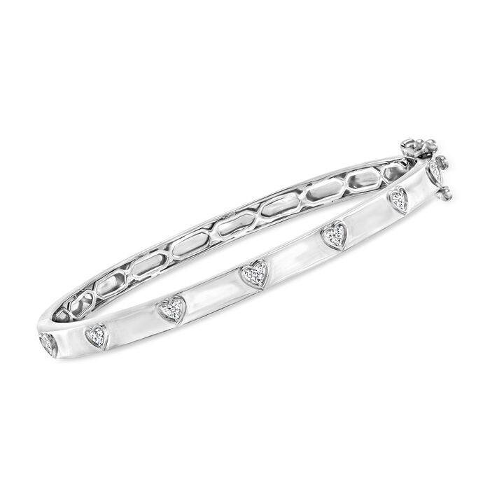 .15 ct. t.w. Diamond Heart Bangle Bracelet in Sterling Silver