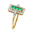 C. 1990 Vintage .42 ct. t.w. Emerald and .45 ct. t.w. Diamond Ring in 14kt Yellow Gold