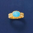 Italian Turquoise Two-Row Beaded Ring in 18kt Gold Over Sterling