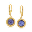5.25 ct. t.w. Tanzanite Carved Rose Drop Earrings in 18kt Gold Over Sterling