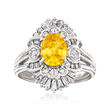 C. 1995 Vintage 1.70 Carat Yellow Sapphire Ring with 1.00 ct. t.w. Diamond Ring in Platinum