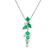 .70 ct. t.w. Emerald and .29 ct. t.w. Diamond Pendant Necklace in 14kt White Gold