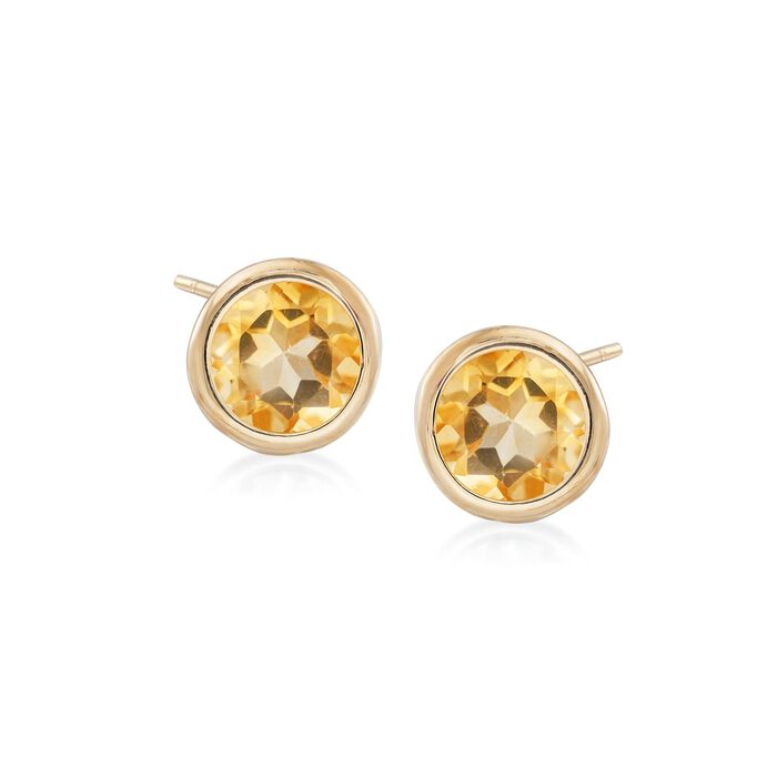 1.60 ct. t.w. Bezel-Set Citrine Stud Earrings in 18kt Gold Over Sterling
