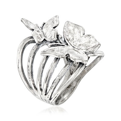 Sterling Silver Butterfly Multi-Row Ring