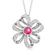 2.70 ct. t.w. White and Pink Topaz Flower Pendant Necklace in Sterling Silver