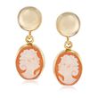 Shell Cameo Drop Earrings in 14kt Yellow Gold