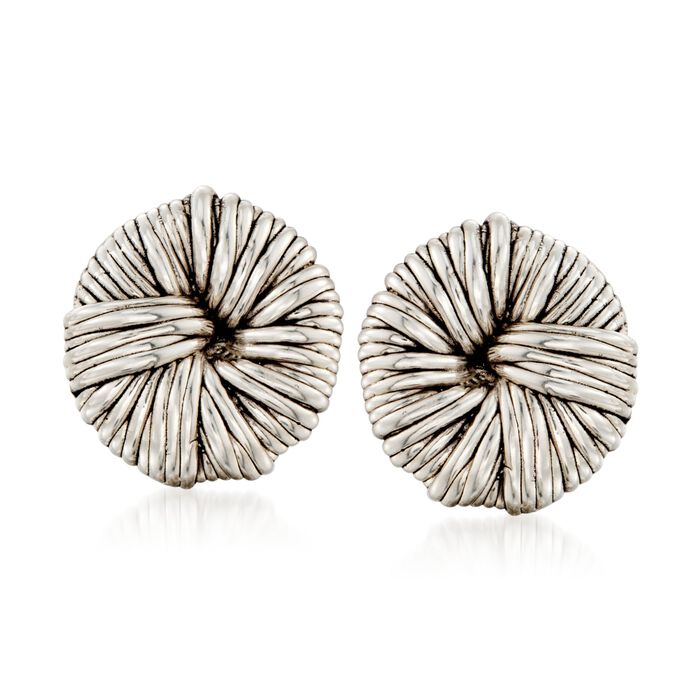 Sterling Silver Roped Knot Clip-On Earrings  