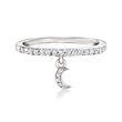 .20 ct. t.w. Diamond Moon Charm Ring in Sterling Silver