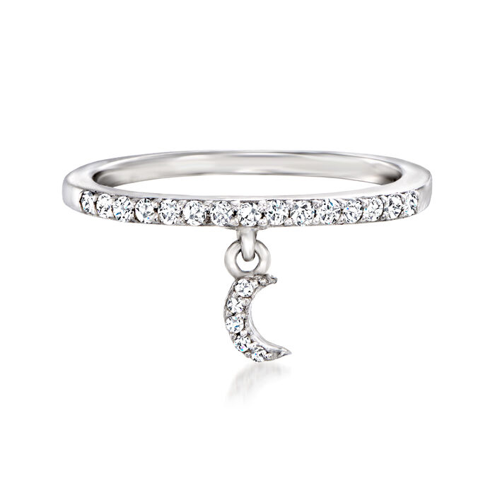 .20 ct. t.w. Diamond Moon Charm Ring in Sterling Silver