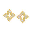 Roberto Coin &quot;Venetian Princess&quot; .65 ct. t.w. Diamond Flower Earrings in 18kt Yellow Gold