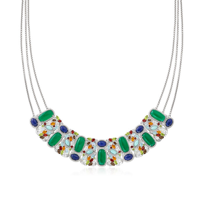 89.55 ct. t.w. Multi-Gemstone Necklace in Sterling Silver