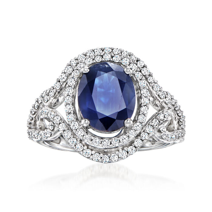 Le Vian 1.80 Carat Blueberry Sapphire Ring with .50 ct. t.w. Vanilla Diamonds in 14kt Vanilla Gold