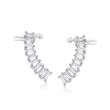 1.60 ct. t.w. Graduated CZ Ear Climbers in Sterling Silver 