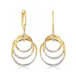 .30 ct. t.w. Diamond Triple Open Circle Drop Earrings in 14kt Yellow Gold