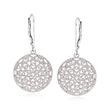 .10 ct. t.w. Diamond Floral Openwork Circle Drop Earrings in Sterling Silver